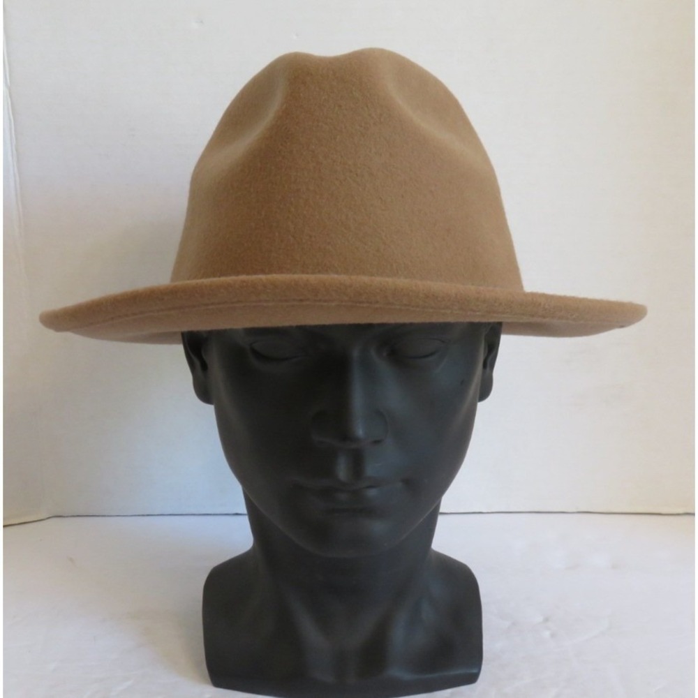 Yellow 108 Luke Fedora Hat Tan 100% Wool Water Repelant Medium‎  Made in USA